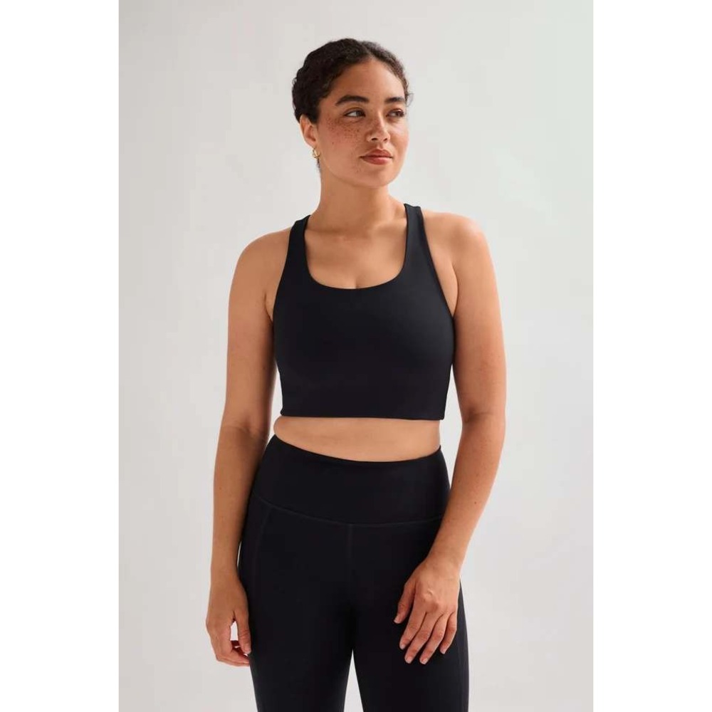 Girlfriend Collective Paloma Bra Black Racerback Longline Sports Bra XS